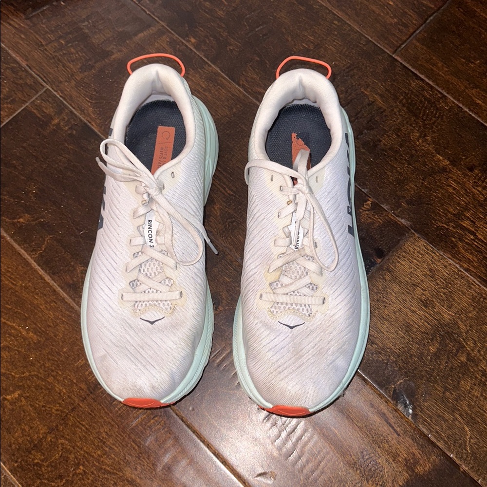 Hoka Women's White and Orange Running Shoes